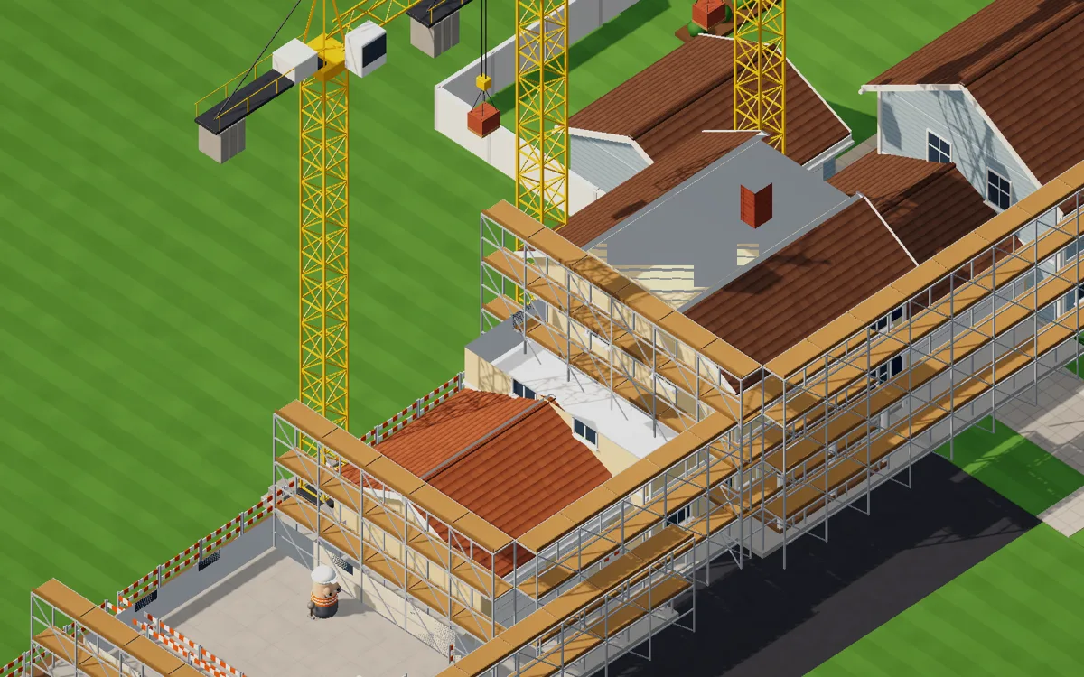 Cranes and scaffolding on a building site