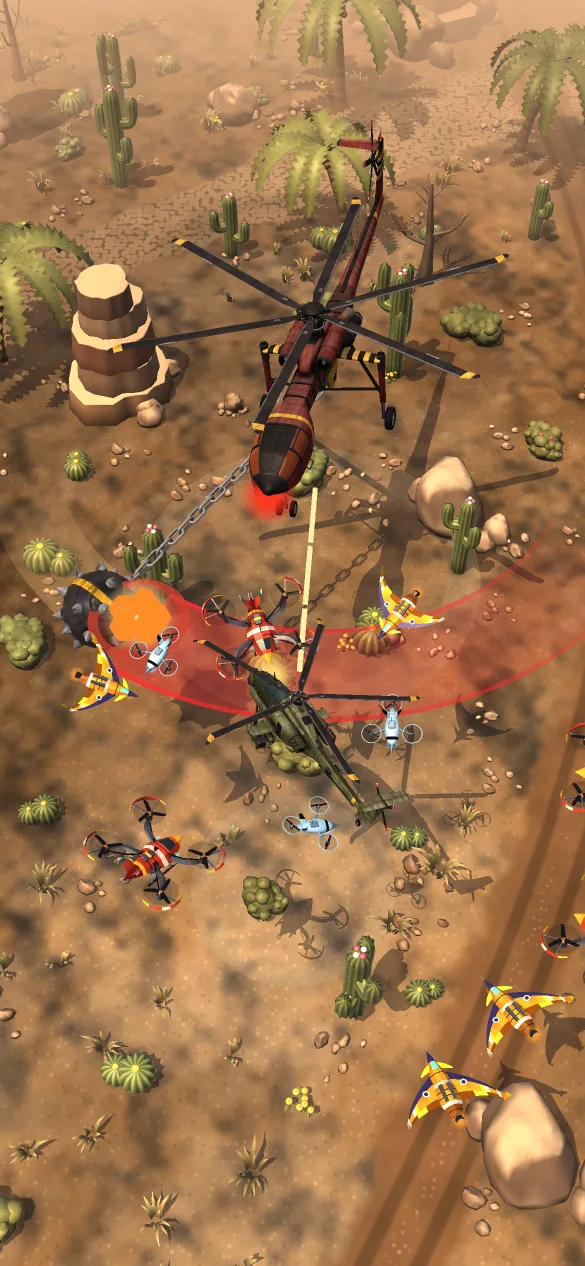 The Flail boss swinging its wrecking ball over the desert